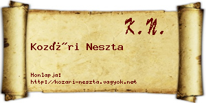 Kozári Neszta névjegykártya